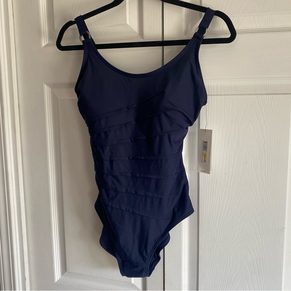 DKNY ONE-piece navy blue‎ swimsuit medium - Picture 2 of 4